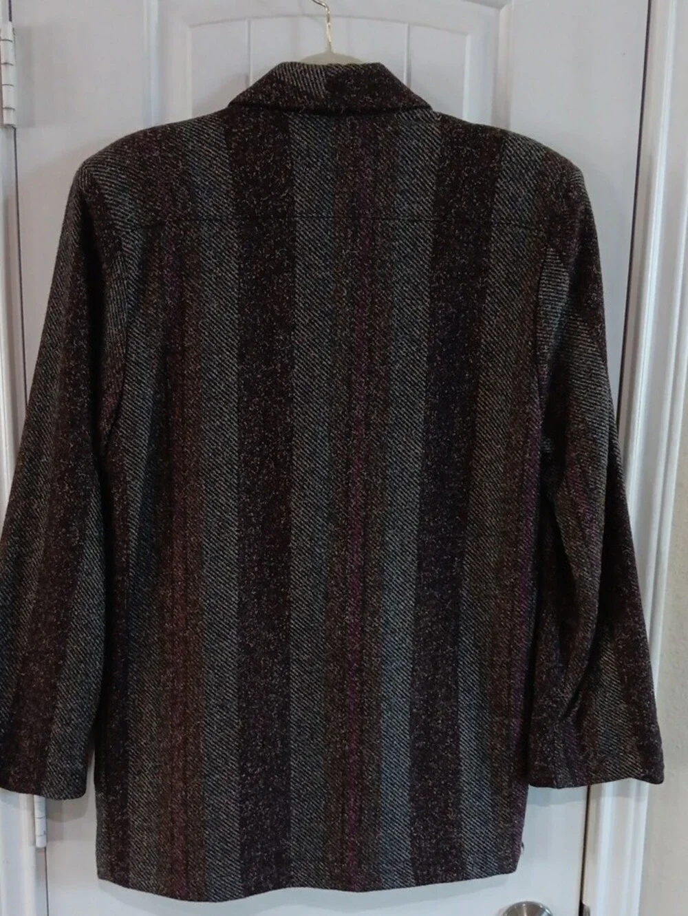 VINTAGE Ivy Koral Wool & Silk Blend Oversized Striped Blazer - Size Small